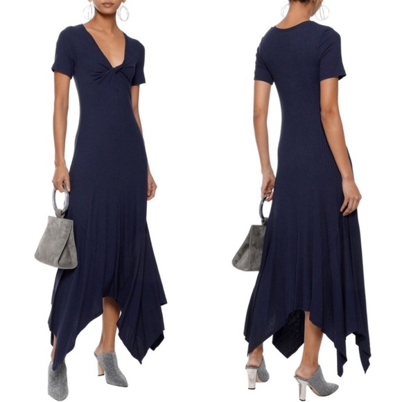 A.L.C. Dresses & Skirts - A.L.C Reva Twist Front Short Sleeve Rib Knit Dress Sz Medium
